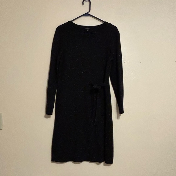Talbots Black Sweater Dress Long Sleeve Crew Neck - Picture 1 of 8